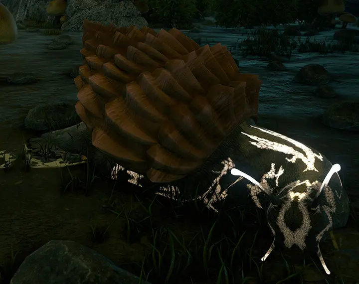 alt=The Aberrant variant has glowing splotchy stripes and eyestalks.|The Aberrant variant has glowing splotchy stripes and eyestalks.