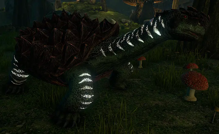 alt=Aberrant variants have glowing stripes.|Aberrant variants have glowing stripes.