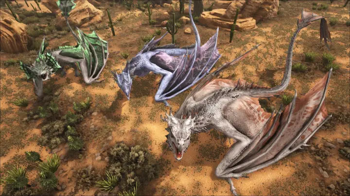 thumb|300px|From left to right: Poison, Lightning, and Fire Wyverns.