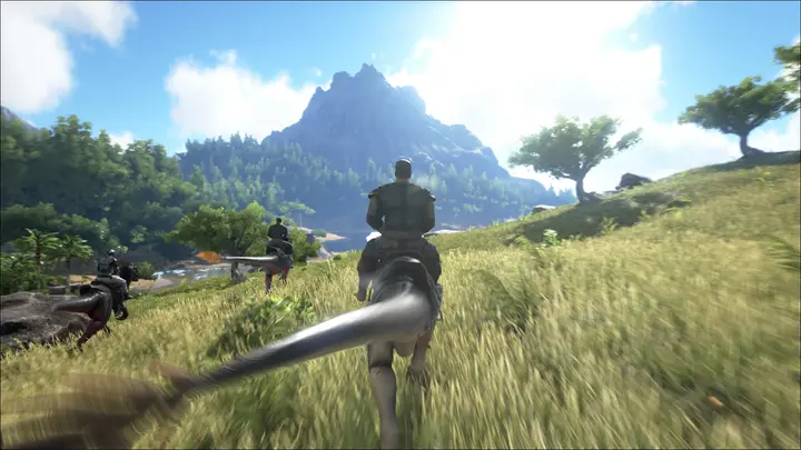 A player riding a Raptor.